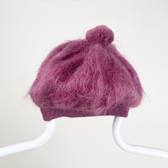 Vintage Mohair Wool Beret Hat Scottish Preppy Toque European Feminine Hand Knit - Picture 1 of 3